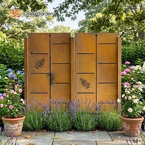 Paravent de jardin moderne en acier Corten, résistant aux intempéries, écologique, rustique, orange, rectangulaire, ornement pour la décoration de jardin - Product Image 1