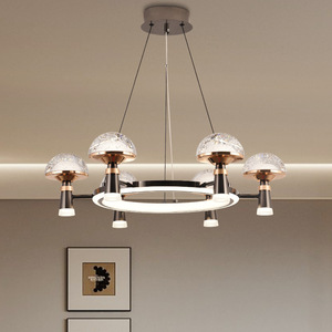 Lustre nordique de luxe pour salle à manger/salon, en <span class=keywords><strong>fer</strong></span> <span class=keywords><strong>forgé</strong></span> et aluminium, LED blanc chaud, protection des yeux, type <span class=keywords><strong>suspension</strong></span>, <span class=keywords><strong>noir</strong></span>/or - Product Image 2