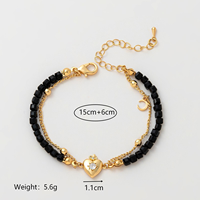 Bracelet tressé ethnique tendance en corde avec pierre naturelle carrée, ajustable, superposable, en acier inoxydable plaqué or, cadeau unisexe