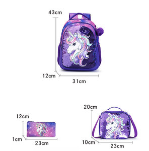 Set Zaino <span class=keywords><strong>Unicorno</strong></span> Carino 3 Pezzi con Paillettes Glitterate per Bambine e Ragazze, <span class=keywords><strong>Borsa</strong></span> Scuola per Studentesse delle Elementari con <span class=keywords><strong>Borsa</strong></span> Pranzo - Ingrosso Fabbrica - Product Image 2