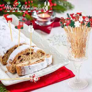 Set <span class=keywords><strong>di</strong></span> Spiedini Natalizi in Bambù Conformi FDA, Decorazioni a Tema Babbo <span class=keywords><strong>Natale</strong></span>, Albero, Renna, Stuzzicadenti in Bambù per Forniture Festive - Product Image 3