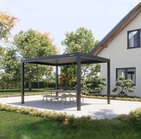 Gazebo barbecue en aluminium à toit rigide anti-typhon personnalisé, toit motorisé réglable avec bande lumineuse LED et étagères latérales de rangement