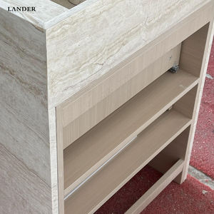 Lander Stone Beige <span class=keywords><strong>Travertin</strong></span> Lavabo en marbre Vanité Armoires <span class=keywords><strong>de</strong></span> <span class=keywords><strong>salle</strong></span> <span class=keywords><strong>de</strong></span> <span class=keywords><strong>bain</strong></span> Vanités avec deux tiroirs Vanité en pierre naturelle - Product Image 5