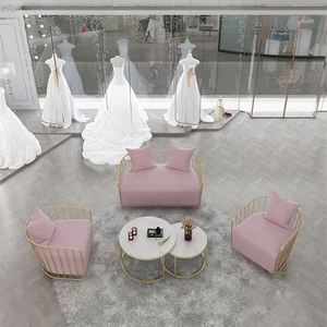 Sofá pequeño rosa nórdico para tienda de ropa, estilo celebridad de internet, sillón de ocio de metal con personalidad sencilla para chica - Product Image 3