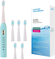 Ensemble de brosses à dents électriques soniques pour couples, hommes, femmes et enfants. Brosse à dents à poils moyens, étanche, rechargeable par USB, 5 modes
