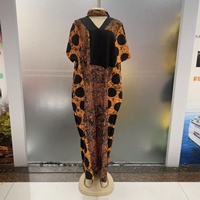 Robe pour femme en polyester imprimé, style ethnique décontracté, tendance 2025, pour les fêtes, style africain, ample, anti-froissement, avec dentelle