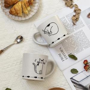 Taza <span class=keywords><strong>de</strong></span> Cerámica Blanca con Diseño <span class=keywords><strong>de</strong></span> Gato Pintado a Mano, Apta para Microondas, para <span class=keywords><strong>Café</strong></span>, Desayuno, Estudiantes, Parejas, Uso Doméstico - Product Image 3
