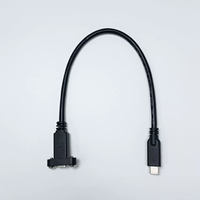 Câble USB 2.0 Type-C industriel à montage sur panneau, droit, USB-C mâle vers USB-C femelle, 2 trous de vis M3, avec bride, pour dispositif médical