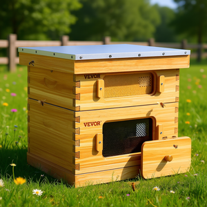 Kit de démarrage pour ruche Vevor, 20 cadres, 1 ruche profonde, 1 ruche moyenne, en bois de cèdre, type Langstroth, avec fenêtres en acrylique, pour l'apiculture - Product Image 3