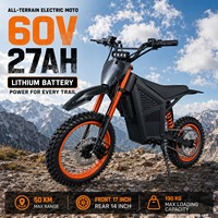 Moto électrique 3000W, batterie au lithium 60V 27Ah, 3 vitesses, vitesse maximale 70KM/H, frein hydraulique, autonomie 50KM, moto tout-terrain électrique