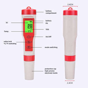OEM ODM Stylo testeur de pureté de l'eau numérique 4-en-1 avec grand écran LCD pour TDS, EC, PH et température, pour piscine et eau potable - Product Image 3
