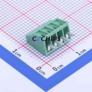 DB125-2.54-4P-GN-S Screw Terminal Block Through hole Component (THT),P=2.54mm Connector 1x4P 2.54mm Green Through Hole - Product Image 1