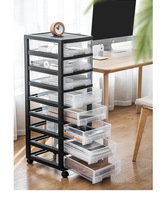 Carrito de Almacenamiento de Plástico Transparente de 8 Niveles con Ruedas, Diseño Moderno y Minimalista, para Documentos de Oficina y Materiales de Manualidades