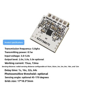 5m phát hiện 5.8GHz vật nuôi phát hiện cảm biến năng lượng thấp Radar cơ thể con người lò vi sóng chuyển động mô-đun không khí-để-không khí vật nuôi cảm biến - Product Image 3