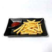 Vaisselle de restaurant HCMA 7,5 pouces, assiettes rectangulaires noires en mélamine sans BPA, de qualité alimentaire, avec compartiments ondulés et sets de trempettes