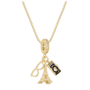 Pendentifs de bijoux électroplaqués en cuivre pur, multicolores, motifs Avion, Valise, Étoile de mer, Fille, breloques combinées DIY, pour le commerce transfrontalier - Product Image 5
