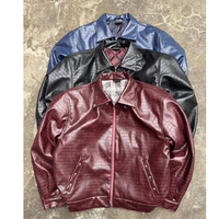 Veste en cuir de crocodile personnalisée pour hommes, veste en cuir PU zippée, fabricant de vestes en cuir pour hommes