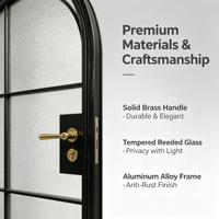 Porte d'entrée en verre trempé sur mesure, cadre fin en aluminium, style français moderne, vente en gros