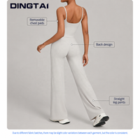 Ensemble 2 pièces pour femme : Débardeur à bretelles fines et col carré, dos échancré avec coussinets amovibles, et pantalon droit taille haute, Hiver