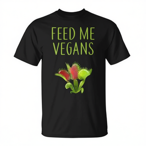 Camiseta Vegana Divertida con Estampado 'Feed Me Vegans', Cuello Redondo, Manga Corta, Algodón, Unisex, Ecológica, Promocional - Product Image 2
