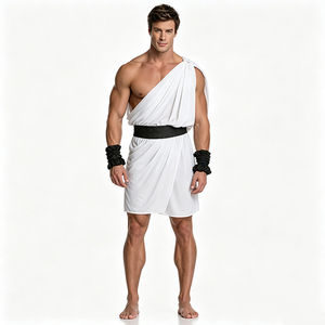 Ensemble de costumes de tunique <span class=keywords><strong>grecque</strong></span> pour couple : Tunique romaine antique à une épaule pour homme et robe longue de déesse <span class=keywords><strong>grecque</strong></span> sans bretelles pour femme, pour adultes, Halloween - Product Image 4