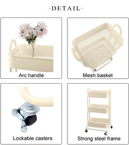 Eaho Organizador de Cocina Móvil, Herramienta Rodante de <span class=keywords><strong>3</strong></span> Niveles, Carrito de Almacenamiento, Carros Utilitarios - Product Image 6