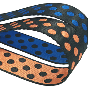 Fabrication en gros de ruban tissé en polyester recyclé imprimé à pois de 25 mm pour bandoulière de sac - Product Image 4