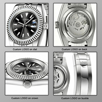 Montres-bracelets transparentes de luxe pour hommes en gros OEM, montres mécaniques étanches en acier inoxydable pas chères pour femmes et hommes
