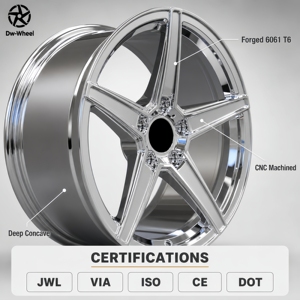 Rines Cromados Cóncavos de 5 Radios DW de 17, 18, 19 y 20 Pulgadas, Plateados, Hechos a Medida, para Toyota 350Z <span class=keywords><strong>370Z</strong></span> <span class=keywords><strong>Nissan</strong></span> - Product Image 3
