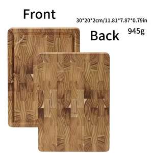 <span class=keywords><strong>Planche</strong></span> à découper rectangulaire haut de gamme personnalisée en teck massif avec rainures pour les jus, idéale pour la charcuterie, la viande et les fruits - Product Image 4