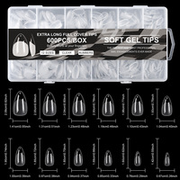 Boîte de 600 faux ongles en gel mat, couvrance totale, forme amande, carrée courte, cercueil, pour extension d'ongles - Fournisseur d'ongles