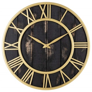24 "60cm Oldtown Industrial extra Large rustica struttura in metallo bronzo naturale con tinta unita in legno Vintage decorazione <span class=keywords><strong>da</strong></span> parete <span class=keywords><strong>orologio</strong></span> - Product Image 6