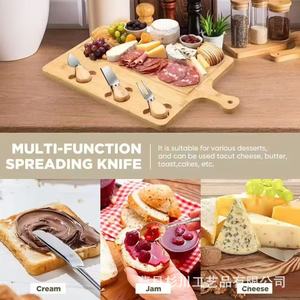 Tabla de bambú para charcutería de 16 pulgadas con mango y juego de cuchillos para queso. - Product Image 3