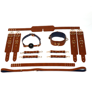 Новинка, горячая Распродажа, металлический кожаный БДСМ бондаж, интимный кнут, наручники, бондаж, 8 шт., подходит для игры на sm - Product Image 5