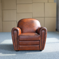 Fauteuil individuel décontracté en cuir véritable ultra-doux, style médiéval rétro, effet vieilli et ciré à l'huile, modèle Tiger, pour salon, hôtel, café