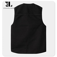 LARSUR Gilet de travail en toile personnalisé pour hommes Gilet cargo matelassé doublé Gilet sans manches Streetwear
