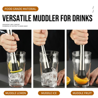 Moulin à cocktail professionnel en acier inoxydable, broyeur à glace avec poignée ergonomique et grilles diamantées pour bar, fruits, citron, mojito