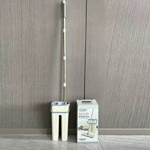 Carro de fregado telescópico rectangular plegable de alta resistencia <span class=keywords><strong>con</strong></span> 2 cabezales de fregado, sistema de escurrido deslizante y <span class=keywords><strong>ruedas</strong></span> giratorias <span class=keywords><strong>con</strong></span> drenaje - Product Image 6