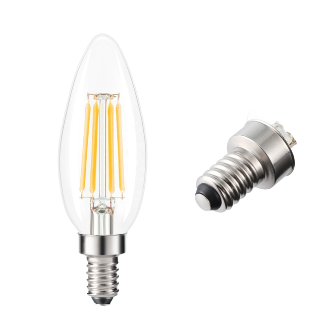 LED Candelabra Chandelier Bulb 2700K Warm White Edison Filament Glass Globe Light AC220V Power Supply