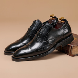 Men's Premium Genuine Leather Oxfords Vintage Brogue Shoes for Weddings & Formal Events <b>Flat</b> & Comfortable Waterproof - Product Image 4