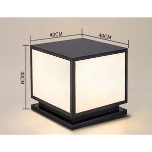 Lampe murale d'extérieur carrée à pilier LED E27 1,2 mm noir sable pour villa et jardin, modèle 086 - Product Image 4