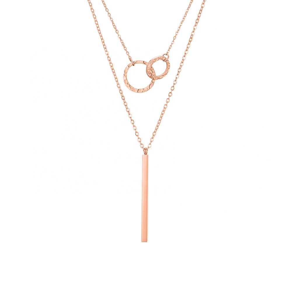 316L collar de acero inoxidable múltiples capas de Bar Collar para las mujeres círculo colgante gargantilla collar