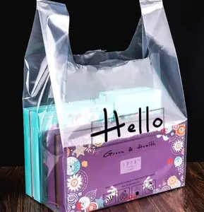 Customized portable food packaging bag to make supermarket fruit advertising vest bag printing logo