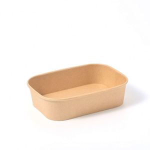 Bol alimentaire en papier kraft à deux compartiments, imprimé sur mesure, écologique, jetable, compatible micro-ondes, avec couvercle en papier/PET pour le camping - Product Image 1