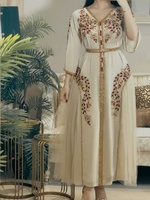 Robe Costume Deux Pièces Musulman Aïd pour Femmes, Broderie Diamant, Abaya de Soirée de Luxe, Caftan Élégant Deux Pièces
