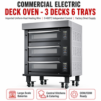 Four de boulangerie commercial électrique en acier inoxydable de qualité supérieure, type fil chauffant, 3 niveaux, 6 plateaux, 16,5 kW, garantie 1 an sur les pièces
