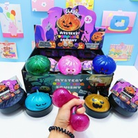 Jouet Squishy Boîte Mystère Halloween, Forme Boule, avec Pointe Plissée Torsadée, Oreilles de Diable Translucides Pointues, Paillettes Dorées Intérieures Scintillantes, à Remontée Lente