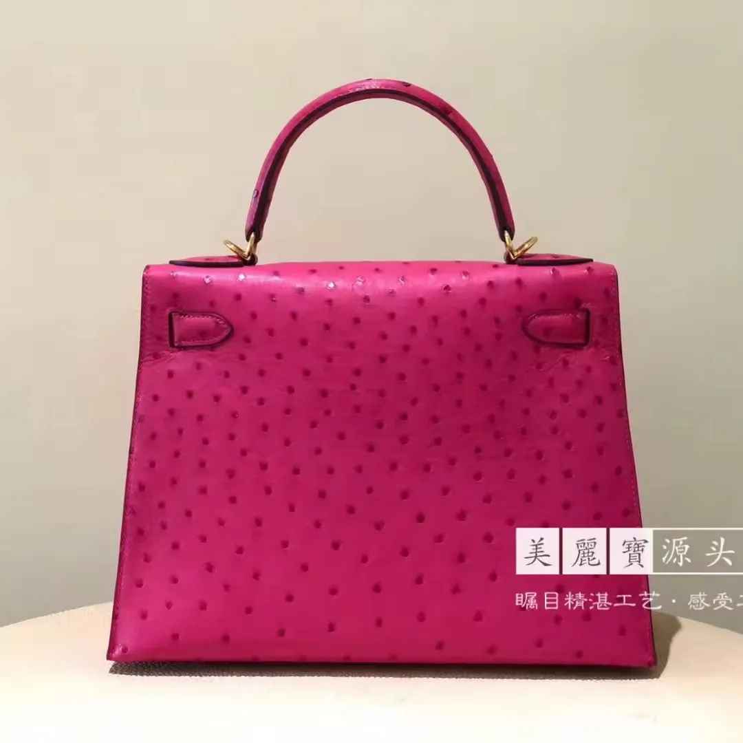 Bolsa 100% artesanal personalizada de couro avestruz KK África do Sul Bolsa feminina costurada à mão de qualidade mestre