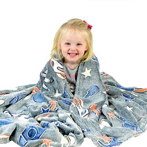 Coperta per Bambini con Design Luna e Stelle che Brillano al Buio, 100% Poliestere, Morbida Coperta in Flanella Luminosa per Bambini - Product Image 4