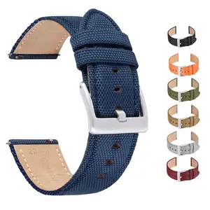 YUNSE IN STOCK Wrist Band Nylon Strap Cordura Black Leather Sailcloth Watch Bands Canvas Quick Release Watch Strap